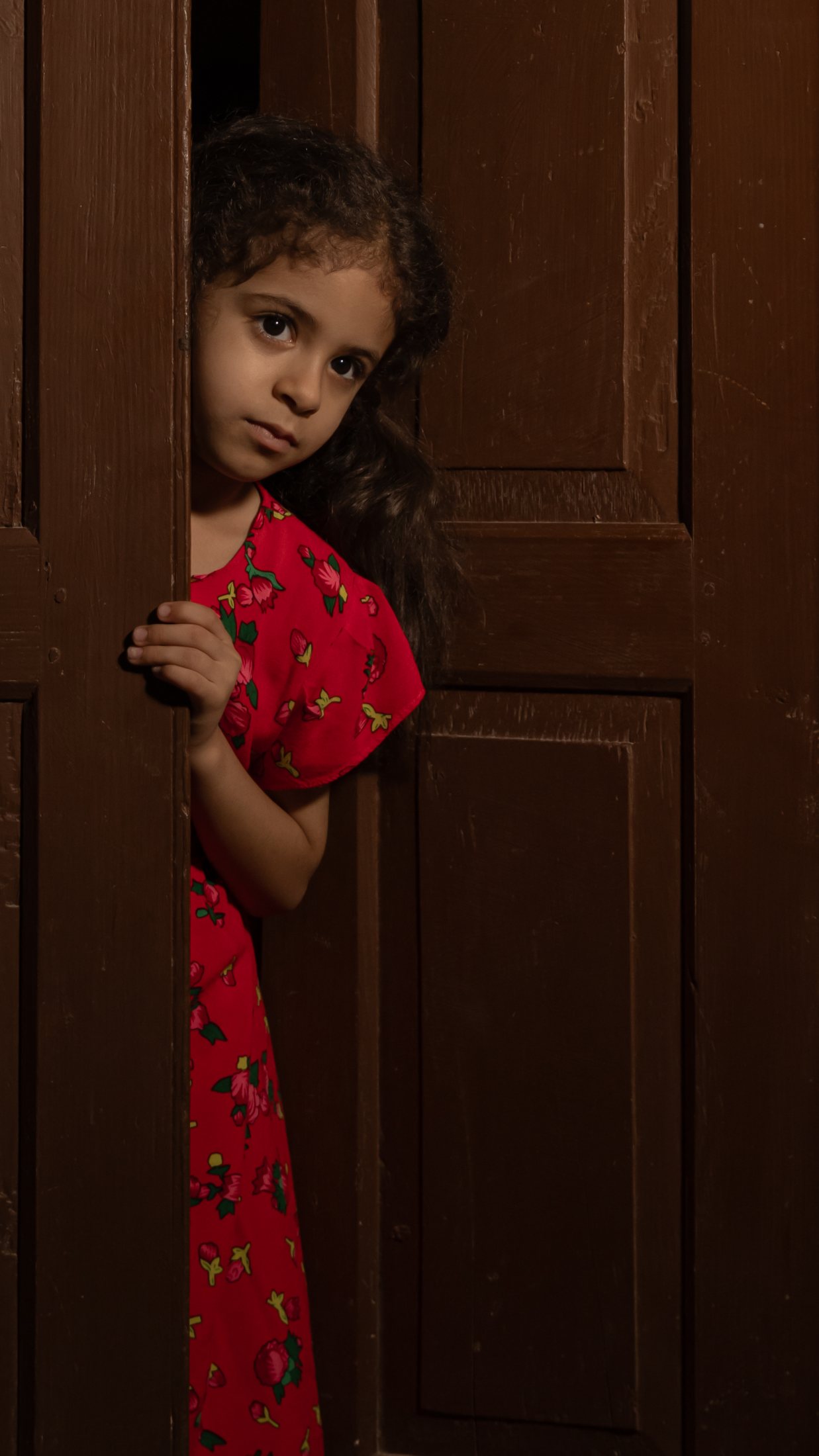 Red Dress Door Portrait by Ali Al Zain